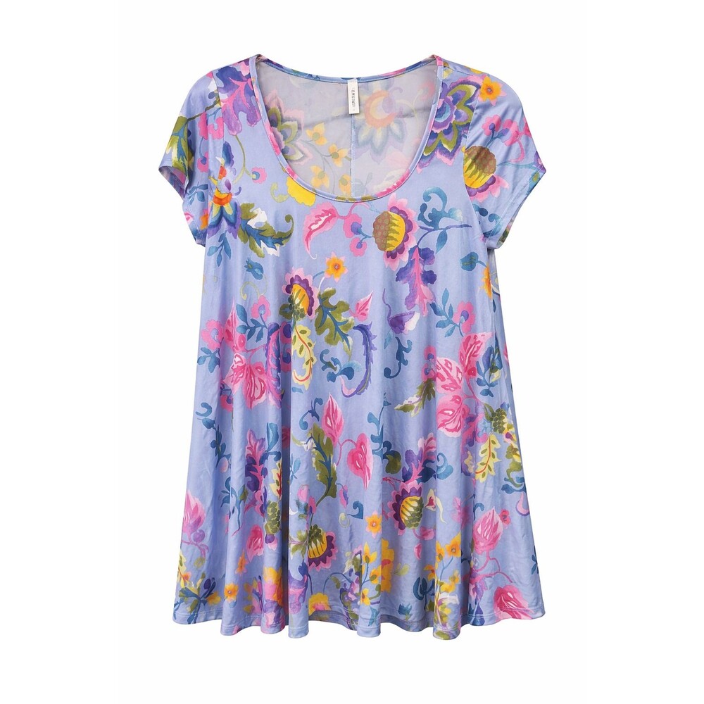Silky Emerald Brand Floral Swing Top